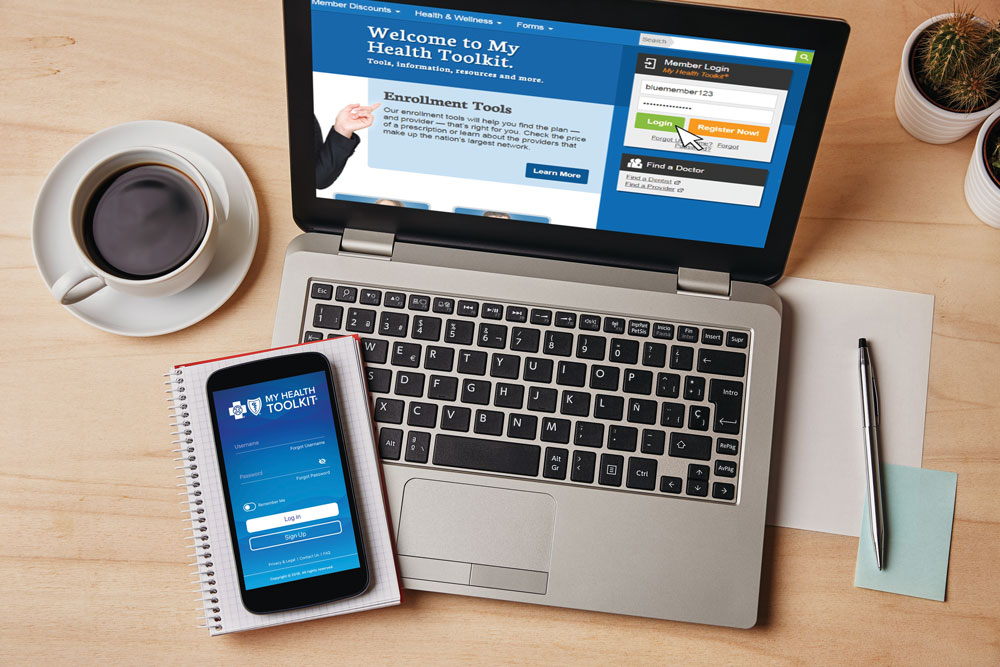 overhead view of computer and cell phone