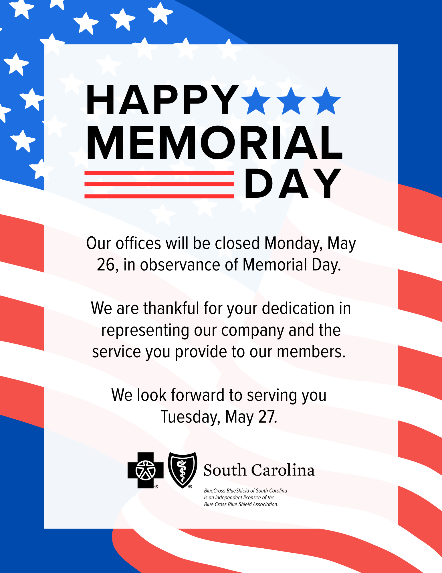 Happy Memorial Day from BlueCross