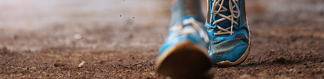 Close up of shoes running outside